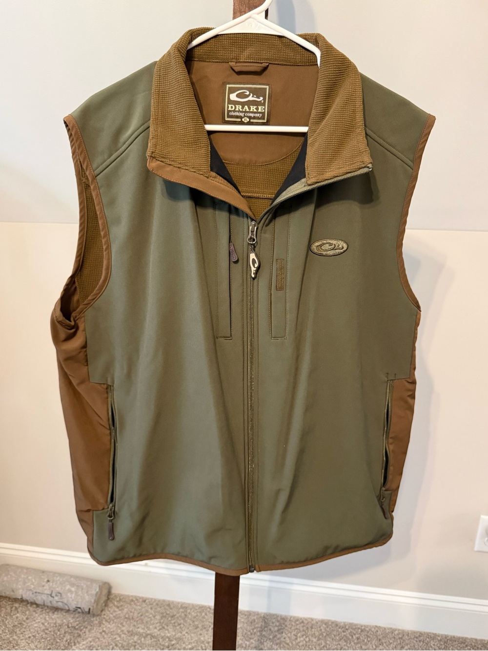 Drake Olive and Brown Softshell Vest - Men's Outdoor Layer